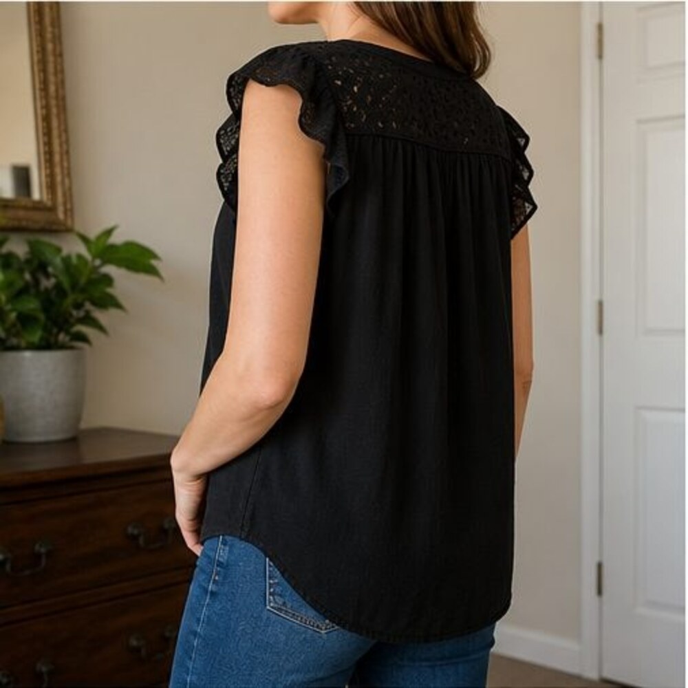 Black Ruffle Blouse - Picture 3 of 6